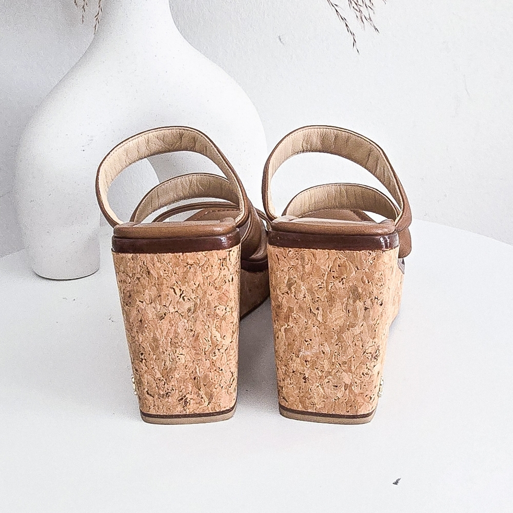 Jimmy Choo Athenia brown leather strappy platform wedge make sandals size 36 - Picture 7 of 14
